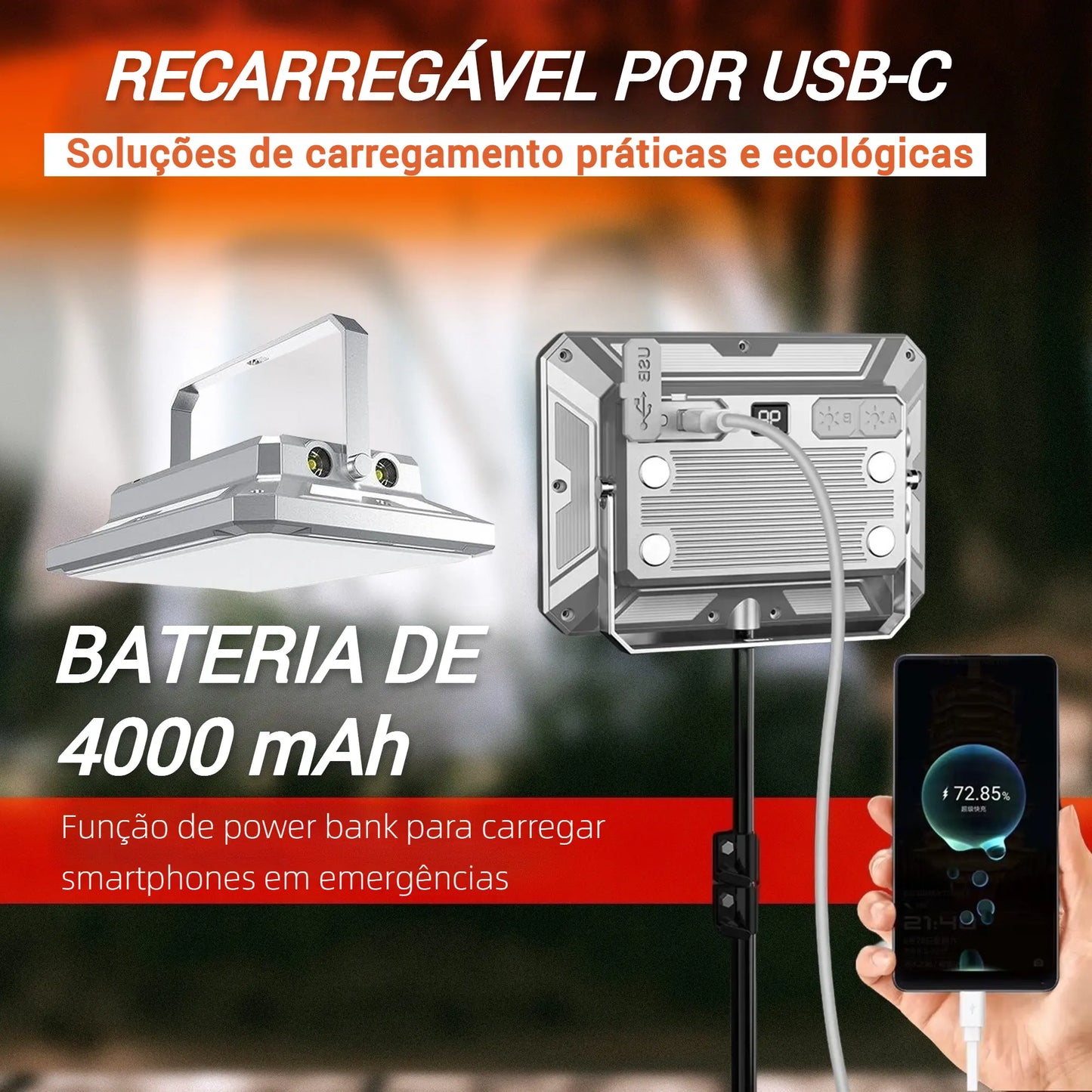 lanterna com soluções de carregamento ecológicas