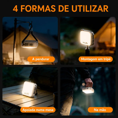Lanterna LED Recarregável Portátil para Campismo e Emergência